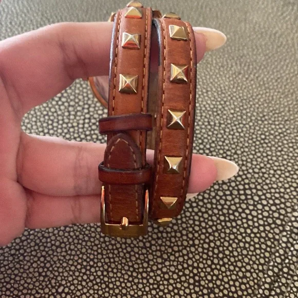 Michael Kors | Genuine Leather Studded Double-Wrap Watch - Picture 4 of 10